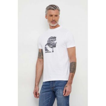Karl Lagerfeld tricou din bumbac bărbați, culoarea bej, cu imprimeu 542241.755423