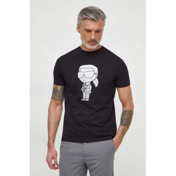Karl Lagerfeld tricou din bumbac bărbați, culoarea negru, cu imprimeu 542241.755425