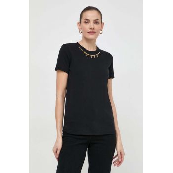 Elisabetta Franchi tricou din bumbac femei, culoarea negru