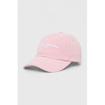 Pepe Jeans șapcă de baseball din bumbac culoarea roz, cu imprimeu