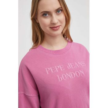 Pepe Jeans bluza femei, culoarea roz, cu imprimeu