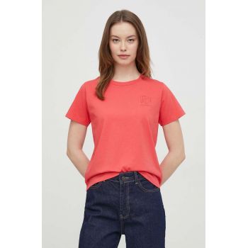 Pepe Jeans tricou din bumbac femei, culoarea rosu