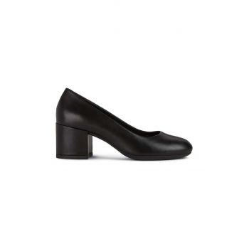 Geox pantofi de piele D ELEANA culoarea negru, cu toc drept, D26TWA 00085 C9999 de firma originali