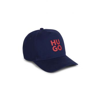 HUGO șapcă din bumbac pentru copii culoarea albastru marin, cu imprimeu