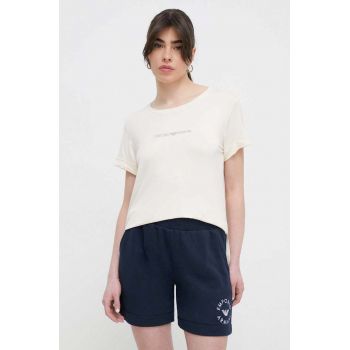 Emporio Armani Underwear tricou de plajă culoarea bej