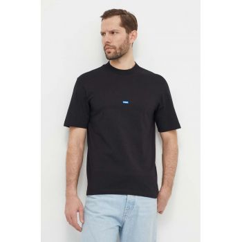 HUGO Blue tricou din bumbac bărbați, culoarea negru, uni 50509991