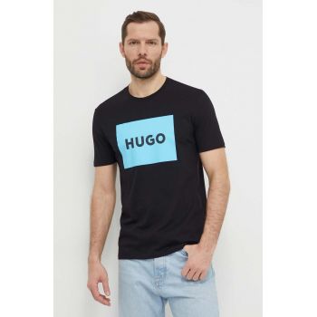 HUGO tricou din bumbac bărbați, culoarea negru, cu imprimeu 50467952