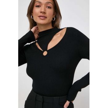 Morgan pulover femei, culoarea negru, cu turtleneck