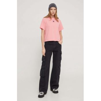 Tommy Jeans tricou femei, culoarea roz DW0DW17391