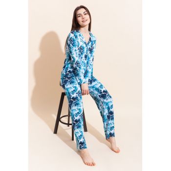 Pijama din amestec de modal cu pantaloni lungi Aria de firma originale
