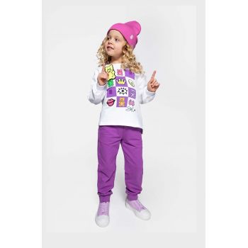 Coccodrillo pantaloni de trening pentru copii culoarea violet, neted