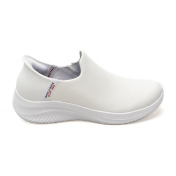 Pantofi sport SKECHERS albi, ULTRA FLEX 3.0, din piele naturala