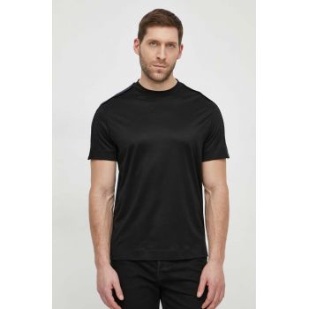 Emporio Armani tricou barbati, culoarea negru, neted
