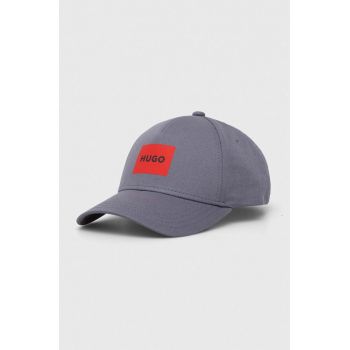 HUGO șapcă de baseball din bumbac culoarea gri, cu imprimeu 50513365
