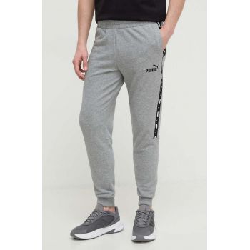 Puma pantaloni de trening culoarea gri, cu imprimeu 847388