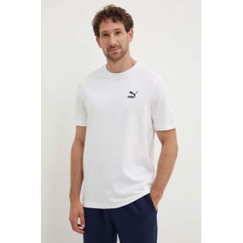 Puma tricou din bumbac bărbați, culoarea alb, cu imprimeu 679187