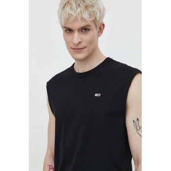 Tommy Jeans tricou din bumbac bărbați, culoarea negru DM0DM18671