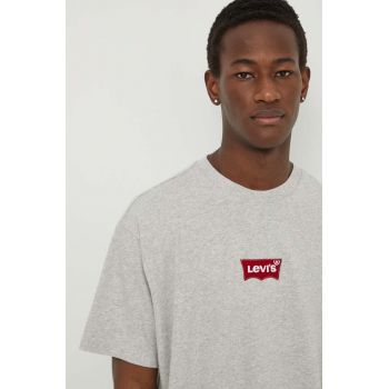 Levi's tricou din bumbac barbati, culoarea gri, cu imprimeu