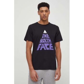 The North Face tricou din bumbac barbati, culoarea negru, cu imprimeu
