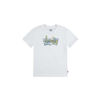 Levi's tricou de bumbac pentru copii culoarea bej, cu imprimeu