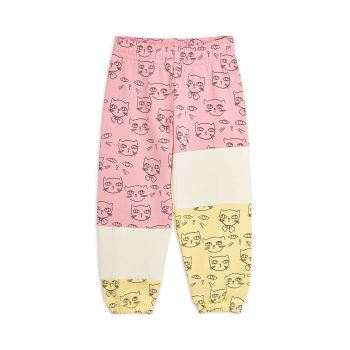Mini Rodini pantaloni de trening din bumbac pentru copii Cathlethes culoarea roz, cu model