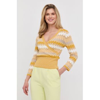 Morgan pulover femei, culoarea galben, light