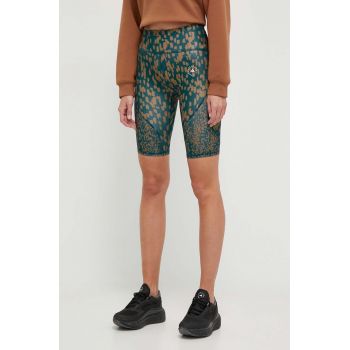 adidas by Stella McCartney pantaloni scurți de antrenament Truepurpose culoarea turcoaz, cu model, high waist IQ4520