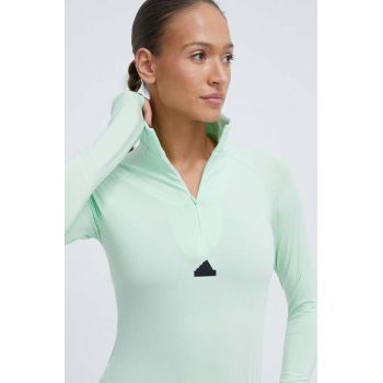 adidas longsleeve femei, culoarea verde, cu guler IS3034