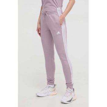 adidas pantaloni de trening din bumbac culoarea violet, cu model IR5379 ieftin