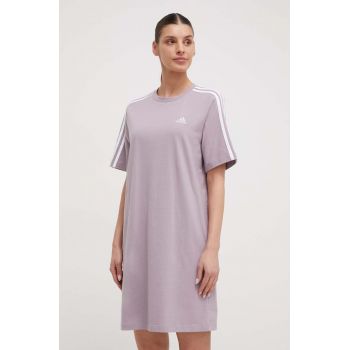 adidas rochie din bumbac culoarea violet, mini, oversize IR6054 la reducere