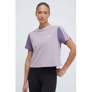 adidas tricou din bumbac femei, culoarea violet IS1571