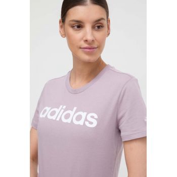 adidas tricou din bumbac femei, culoarea violet IS2097