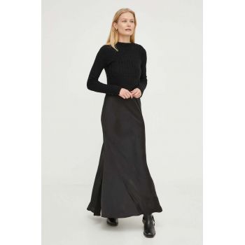 AllSaints rochie si pulover din lana culoarea negru, maxi, drept