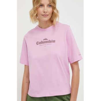 Columbia tricou din bumbac North Cascades culoarea roz 1992085
