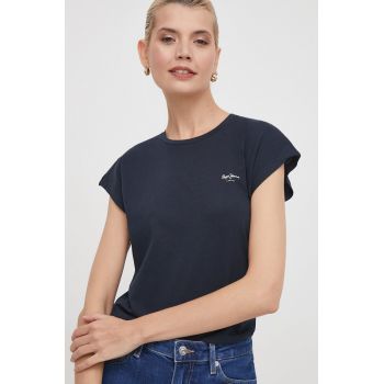 Pepe Jeans tricou din bumbac femei, culoarea albastru marin