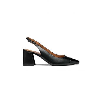 Geox pantofi de piele D GISELDA culoarea negru, cu toc drept, cu toc deschis, D45VCB 0TU66 C9999 de firma originali