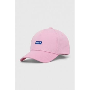 HUGO Blue șapcă de baseball din bumbac culoarea roz, cu imprimeu 50522291