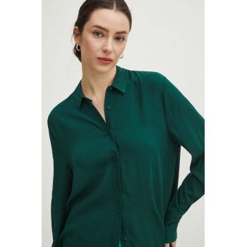 Medicine camasa femei, culoarea verde, cu guler clasic, regular