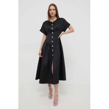 Nissa rochie culoarea negru, midi, evazați RS14861