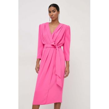 Nissa rochie culoarea roz, midi, drept RC14938