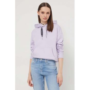 Tommy Jeans bluză femei, culoarea violet, cu glugă, uni DW0DW17794