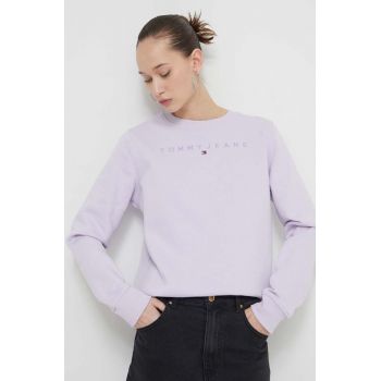 Tommy Jeans bluză femei, culoarea violet, cu imprimeu DW0DW17793