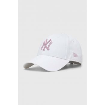 New Era șapcă de baseball din bumbac culoarea alb, cu imprimeu, NEW YORK YANKEES