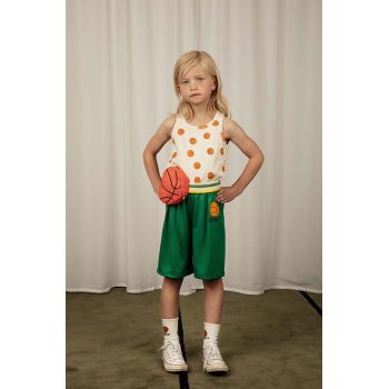Mini Rodini pantaloni scurți copii Basket culoarea verde, cu imprimeu