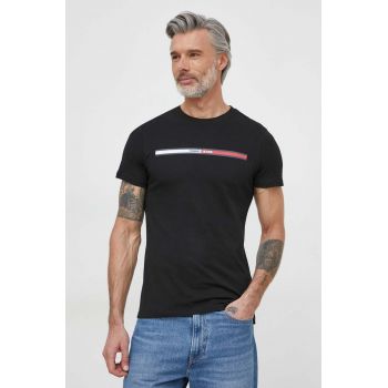 Tommy Jeans tricou din bumbac bărbați, culoarea negru, cu imprimeu DM0DM13509