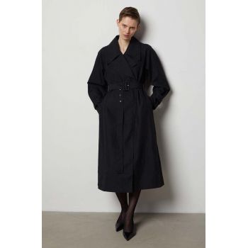 Answear Lab palton de bumbac culoarea negru, de tranzitie, desfacut de firma original