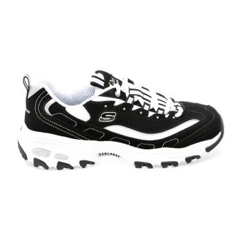 Pantofi sport SKECHERS alb-negru, D LITES, din piele intoarsa