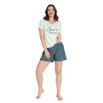 Pijama scurta cu model text si buline de firma originale