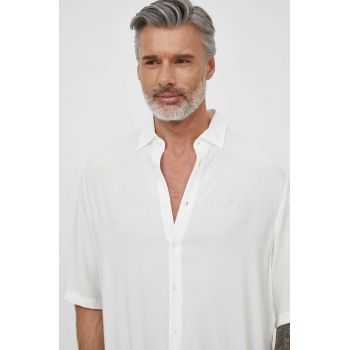 Armani Exchange camasa barbati, culoarea alb, cu guler clasic, relaxed