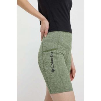 Columbia pantaloni scurți sport Move femei, culoarea verde, melanj, high waist 2075971